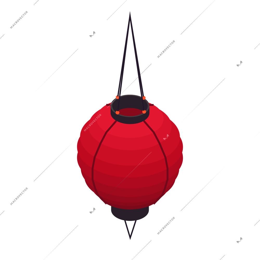 Isometric red chinese lantern icon 3d vector illustration