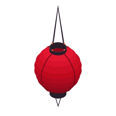 Isometric red chinese lantern icon 3d vector illustration