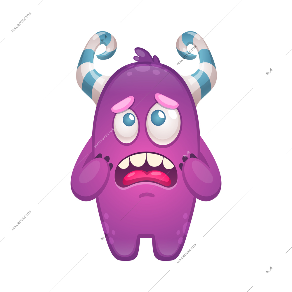 Cute emotional cartoon creature on white background vector illustration