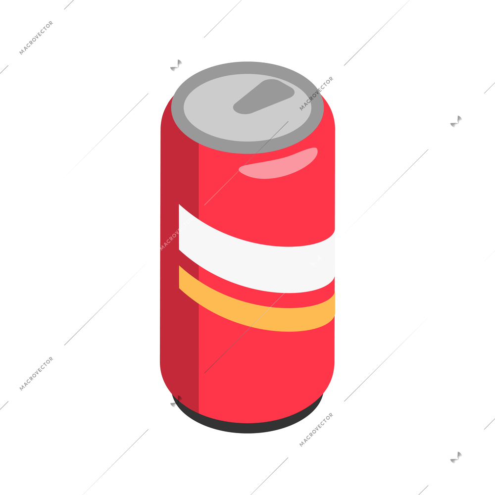 Red can with sweet drink isometric icon on white background vector illustration