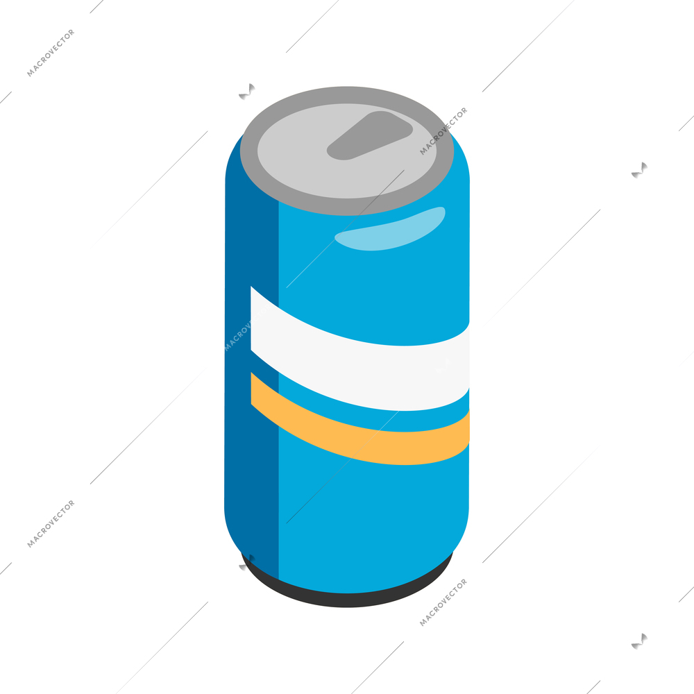 Isometric blue can for cold drinks on white background 3d vector illustration