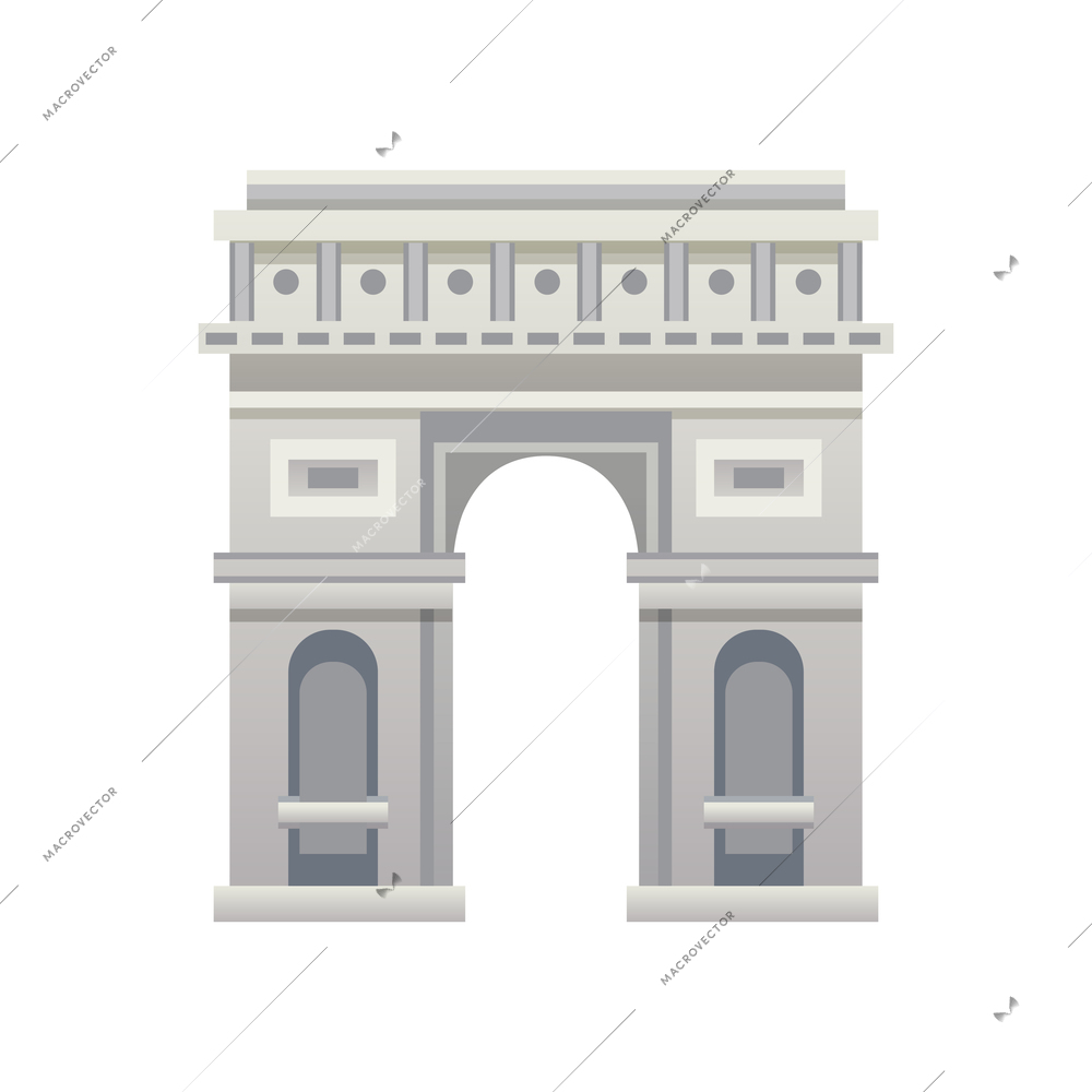 France landmark flat icon with arc de triomphe vector illustration