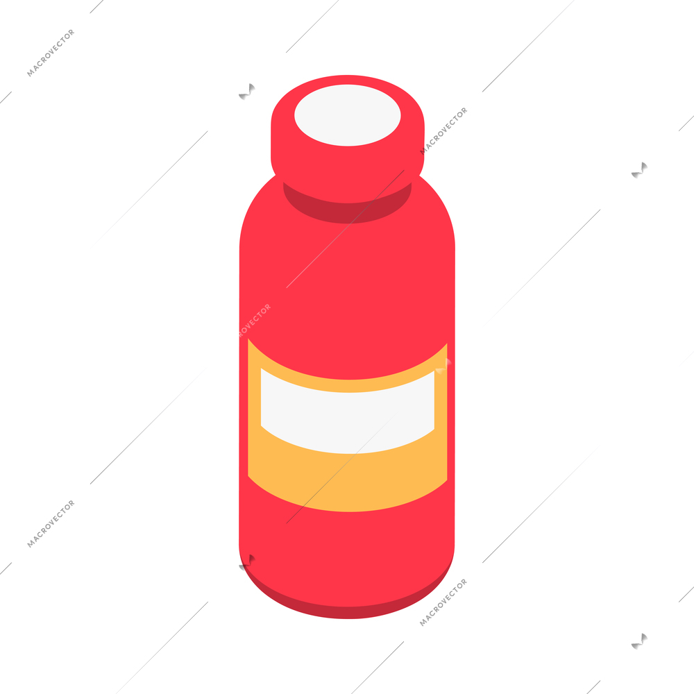 Isometric icon with red plastic bottle for various liquids vector illustration