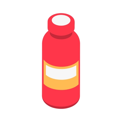 Isometric icon with red plastic bottle for various liquids vector illustration