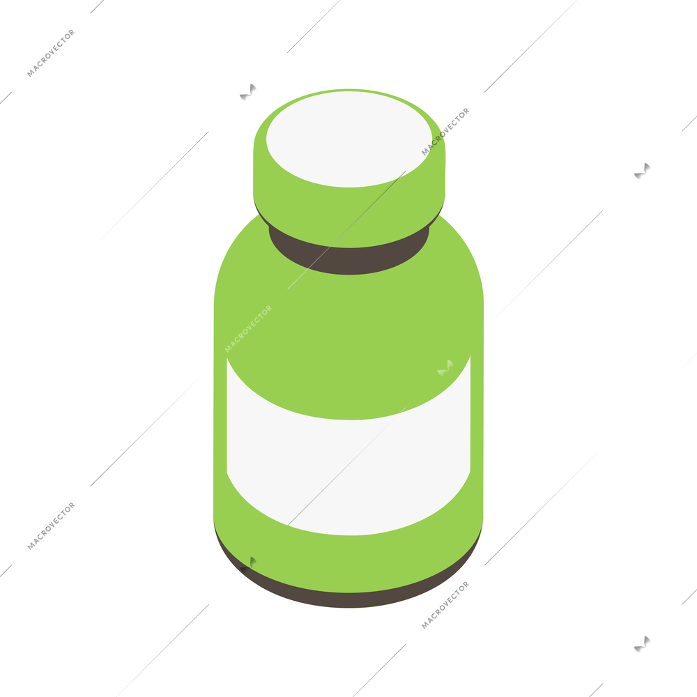 Green plastic bottle isometric icon 3d vector illustration