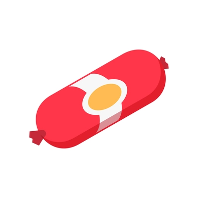 Boiled or salami sausage in red package isometric icon 3d vector illustration