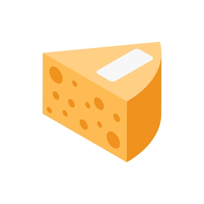 Piece of cheese with holes isometric icon on white background vector illustration