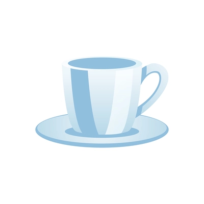 Flat tea cup with saucer on white background vector illustration