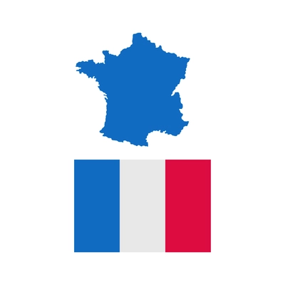 Flat icon with blue map of france and french flag isolated vector illustration