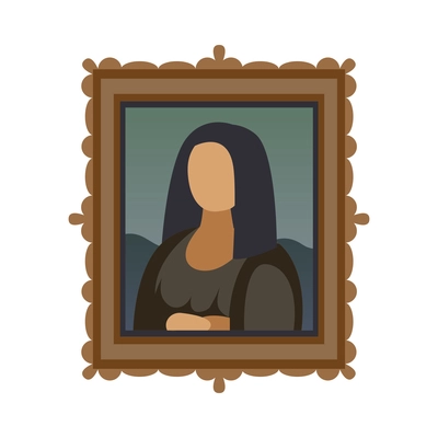 France flat icon with mona lisa portrait in flat style vector illustration