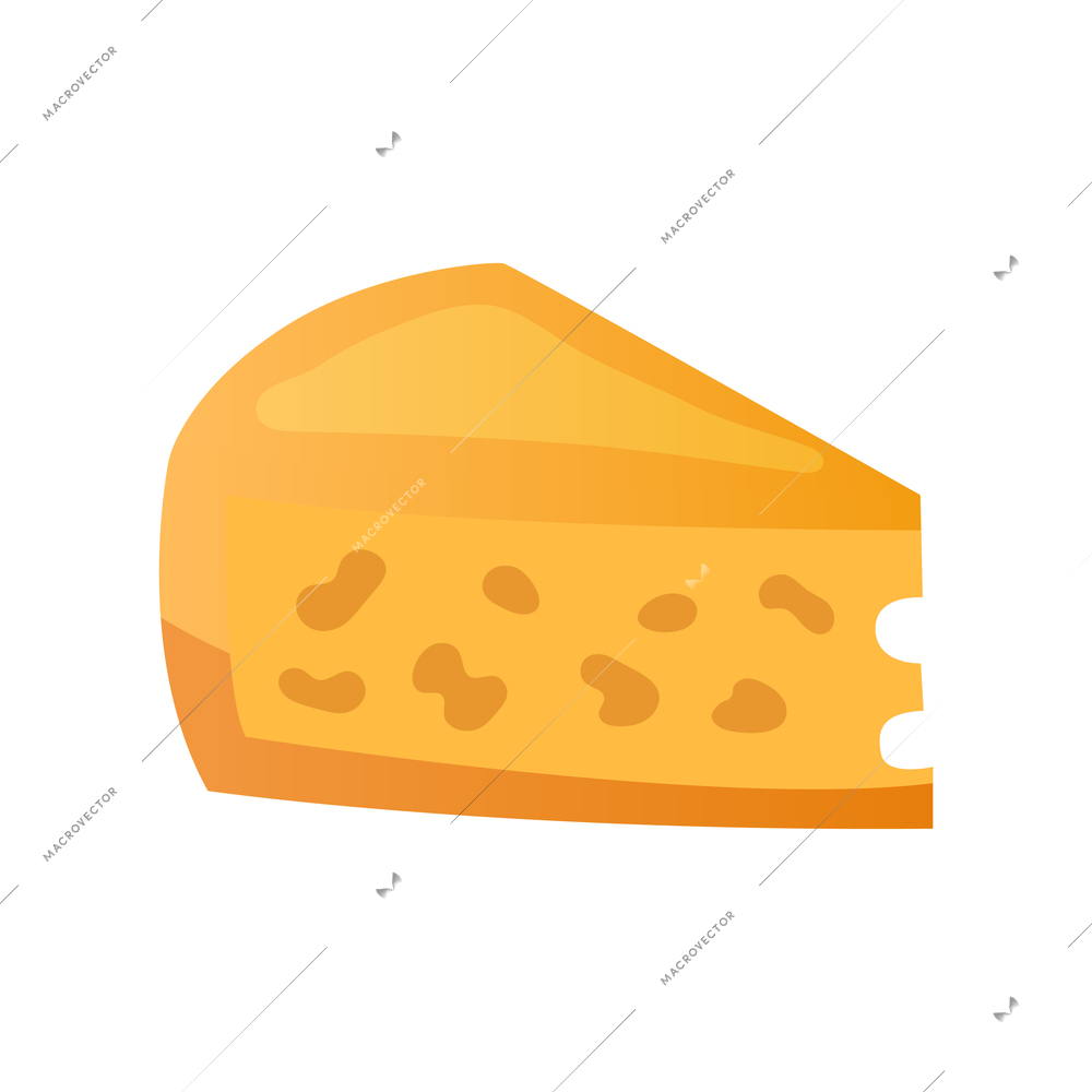 Piece of cheese on white background flat vector illustration