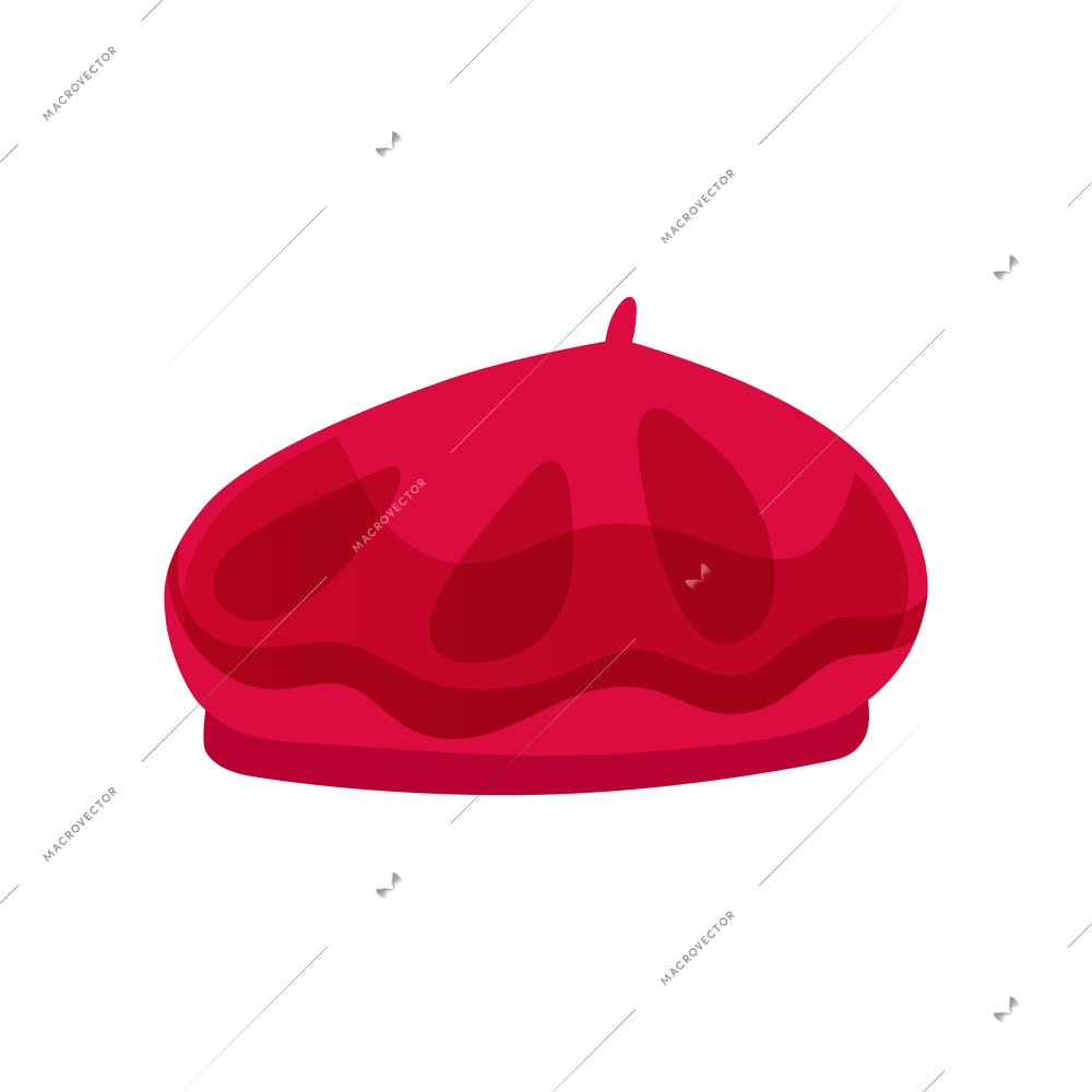 French red felt beret flat icon vector illustration