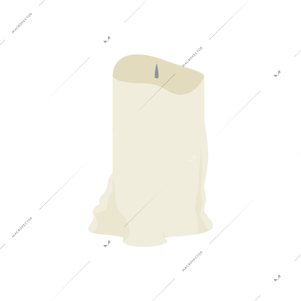 Big wax candle flat icon on white background vector illustration