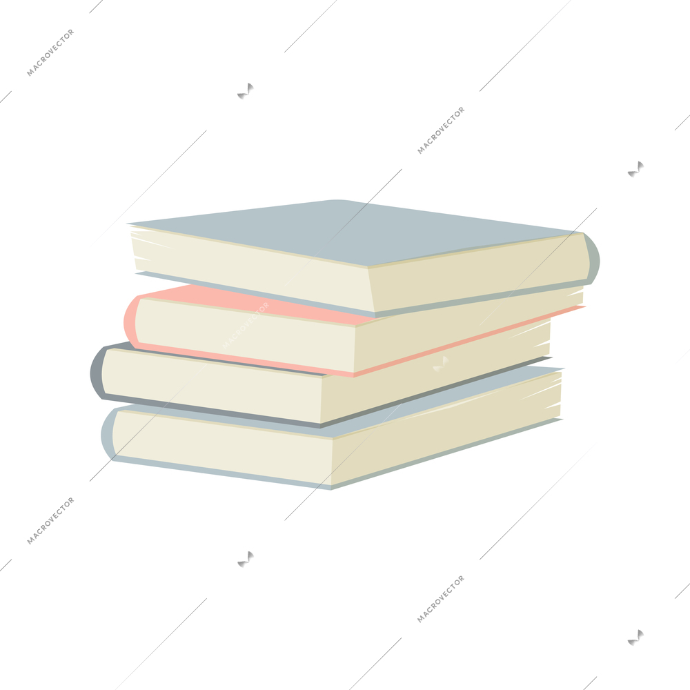 Stack of books with covers of pastel color flat icon vector illustration