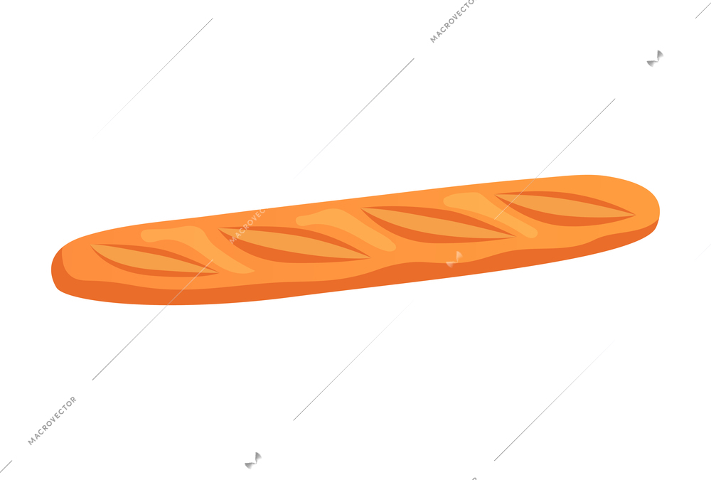 French wheat baguette flat icon on white background vector illustration