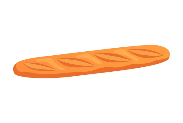 French wheat baguette flat icon on white background vector illustration