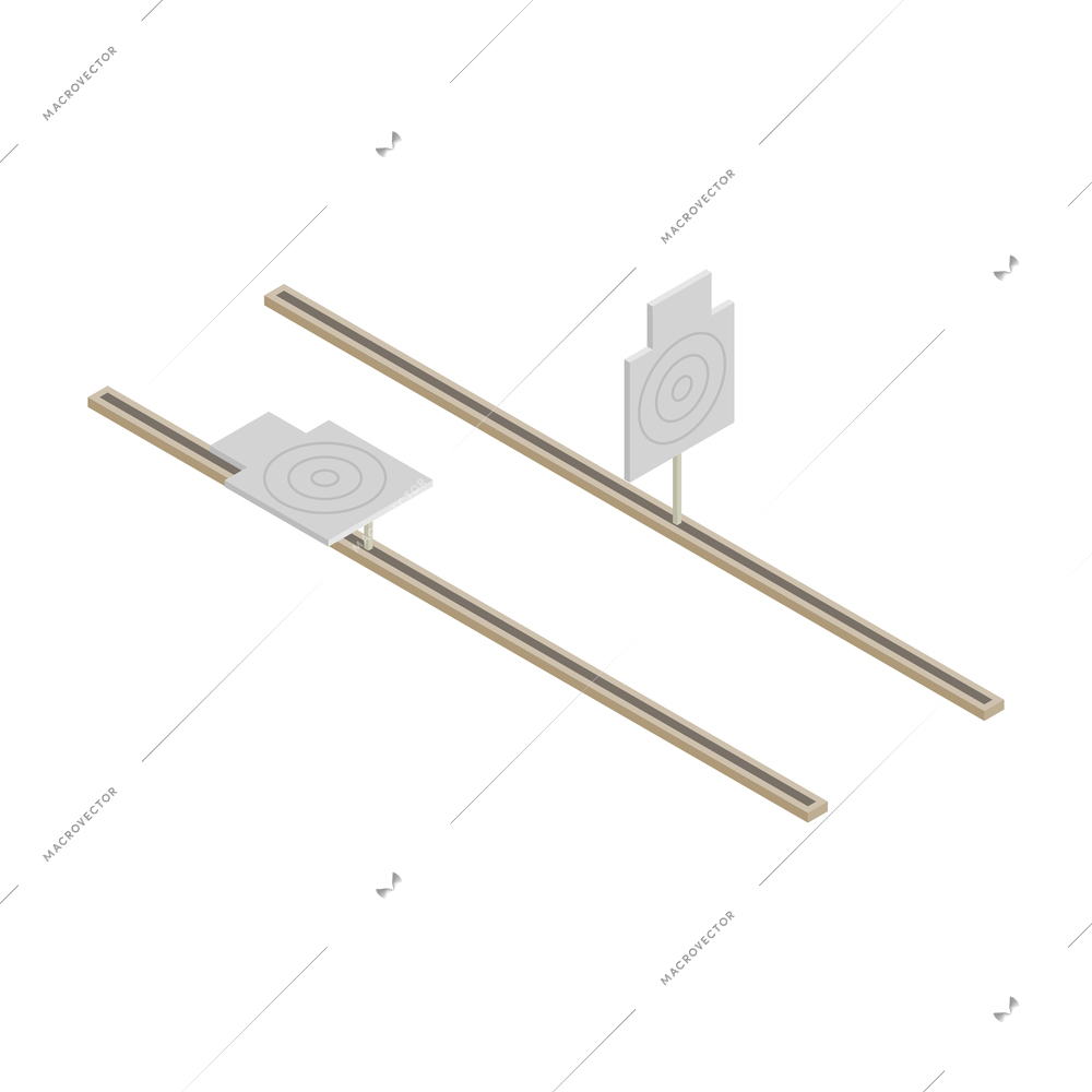 Shooting targets for combat training isolated isometric vector illustration