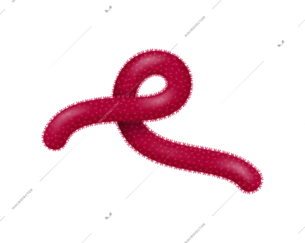 Virus bacterium in shape of pink worm on white background realistic icon vector illustration