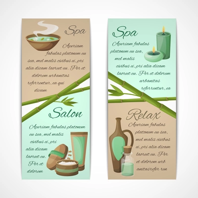 Spa salon relax treatment vertical banners set isolated vector illustration