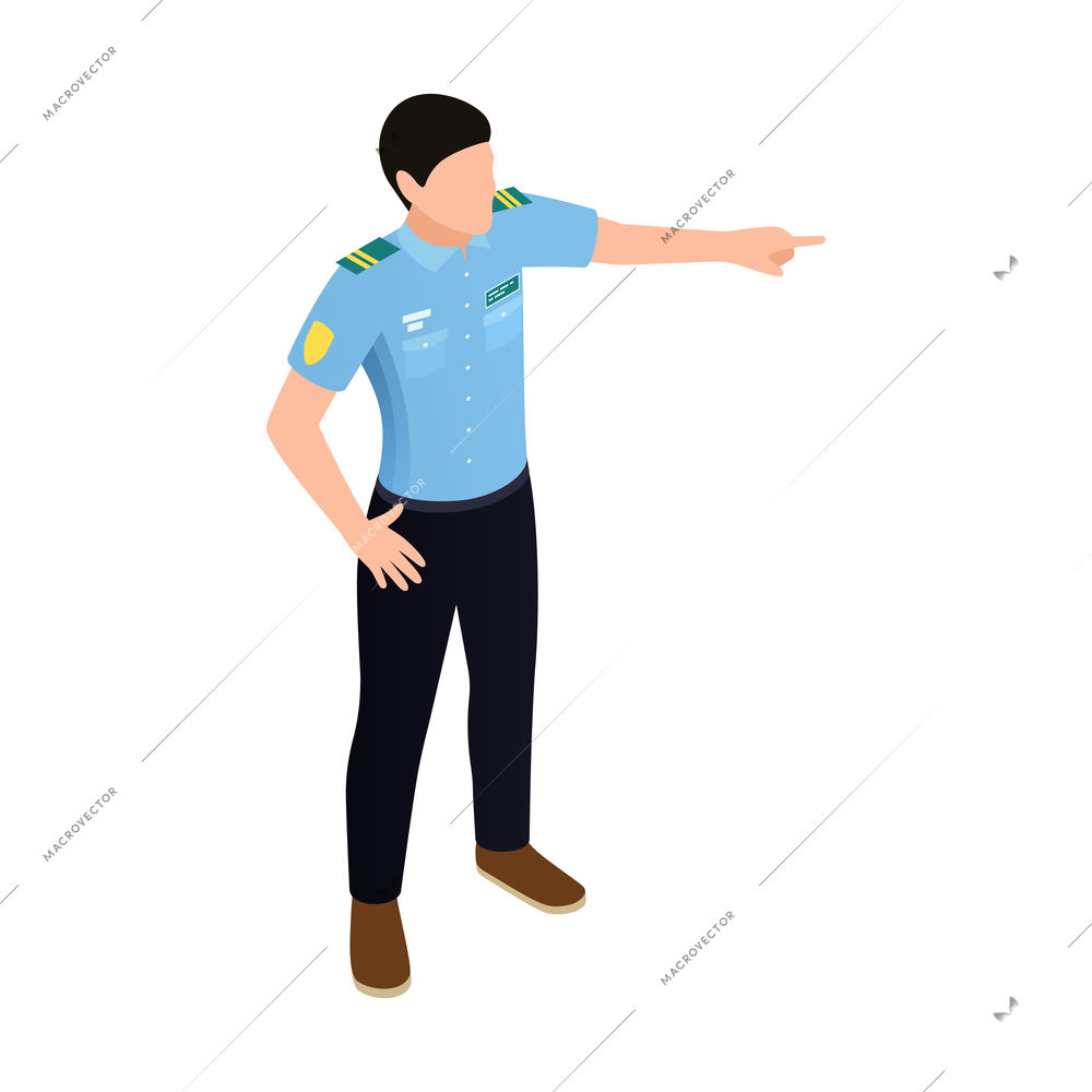 Isometric icon with policeman in uniform vector illustration