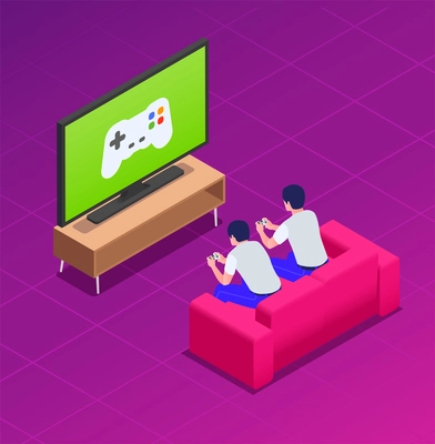 Cloud gaming battle isometric concept with leisure symbols vector illustration