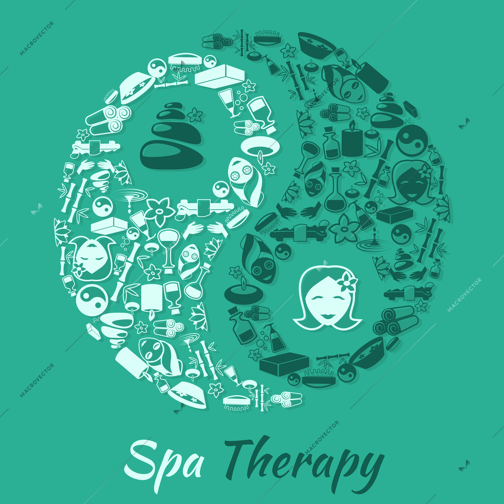 Spa healthcare salon therapy concept with zen symbol and wellness icons vector illustration