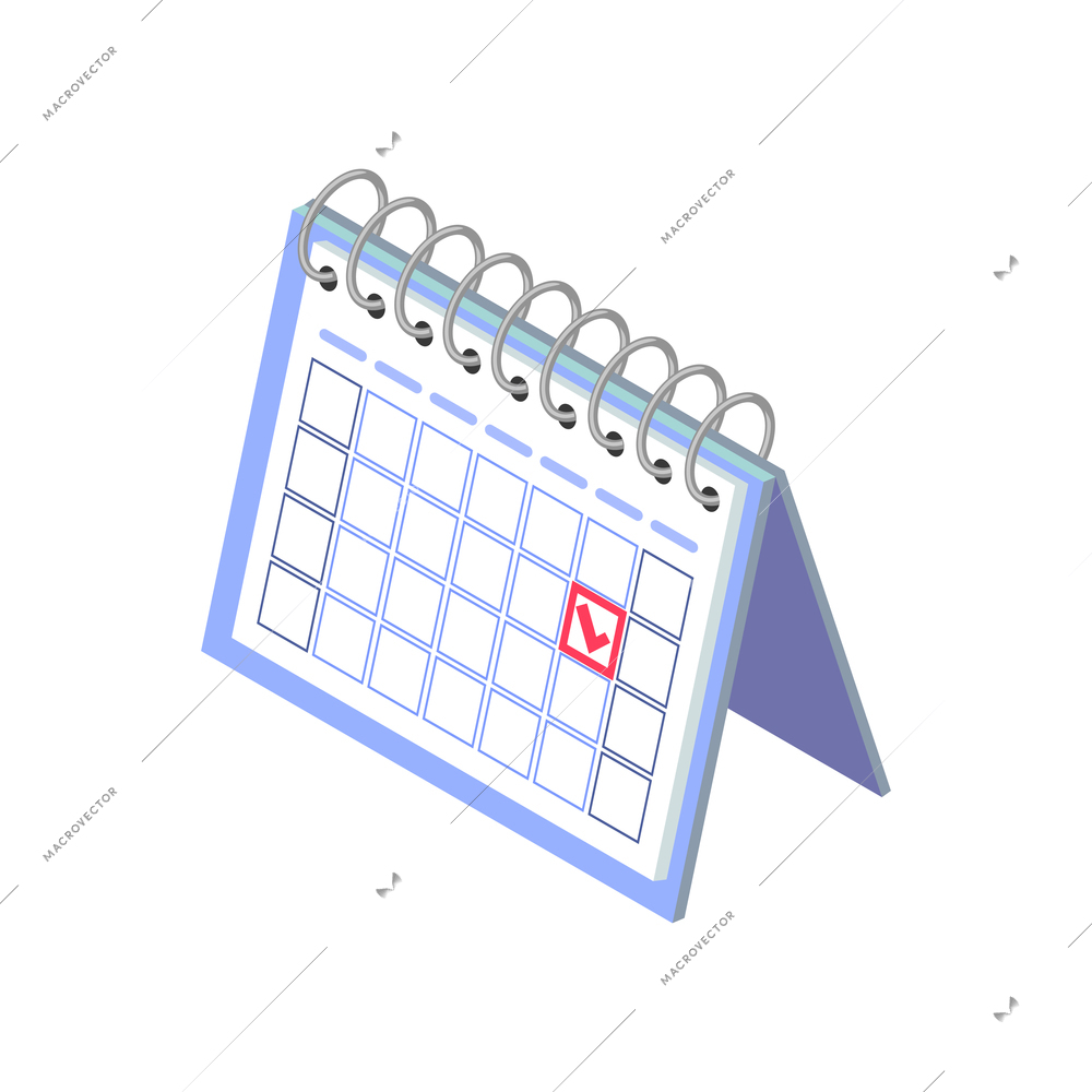 Table month calendar with red mark isometric icon vector illustration