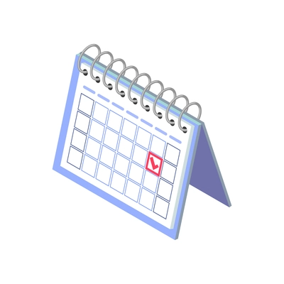 Table month calendar with red mark isometric icon vector illustration