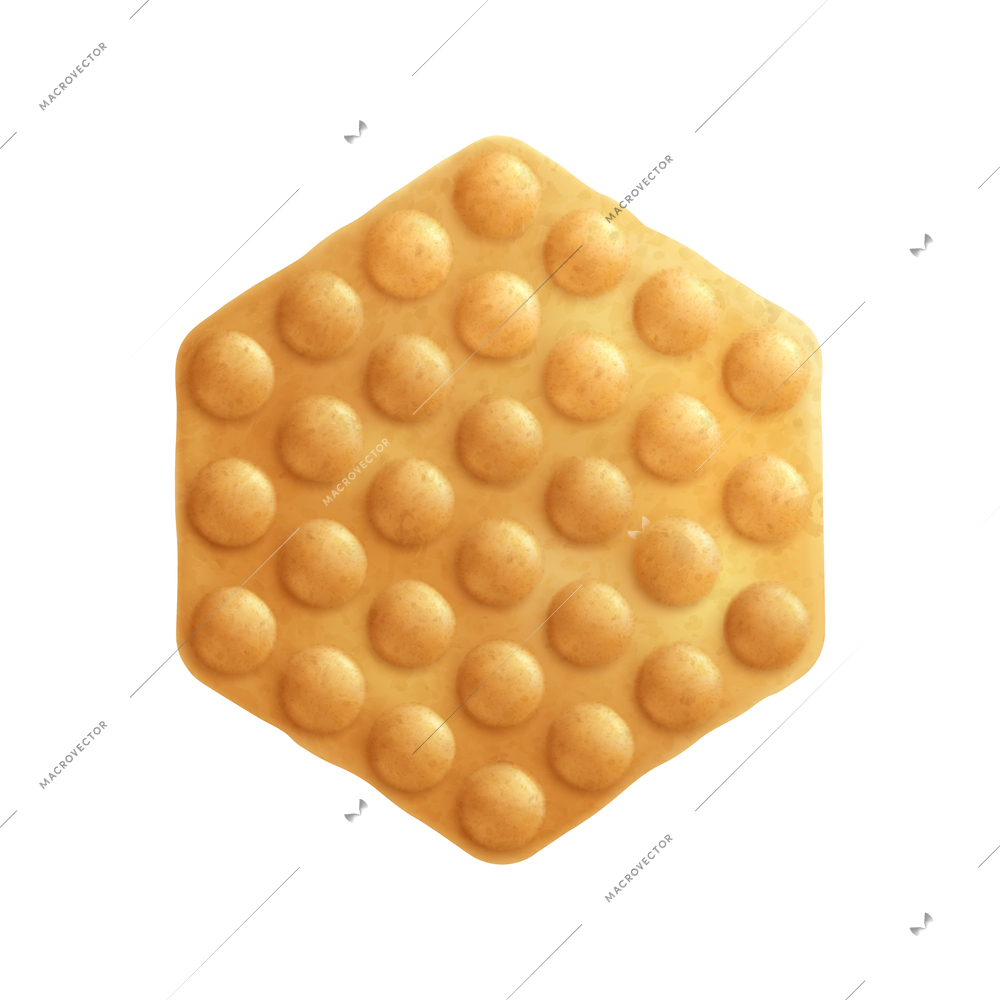 Fresh hong kong bubble waffle on white background realistic vector illustration