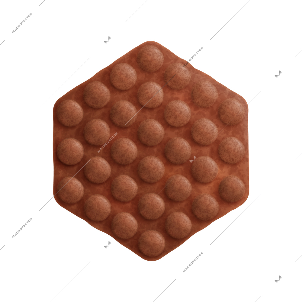 Chocolate hong kong bubble waffle realistic vector illustration