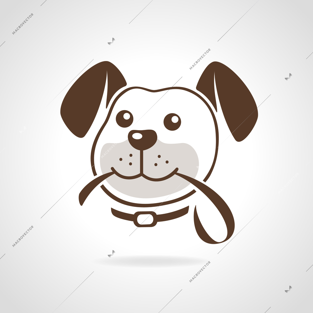 Dog head with leash icon vector illustration