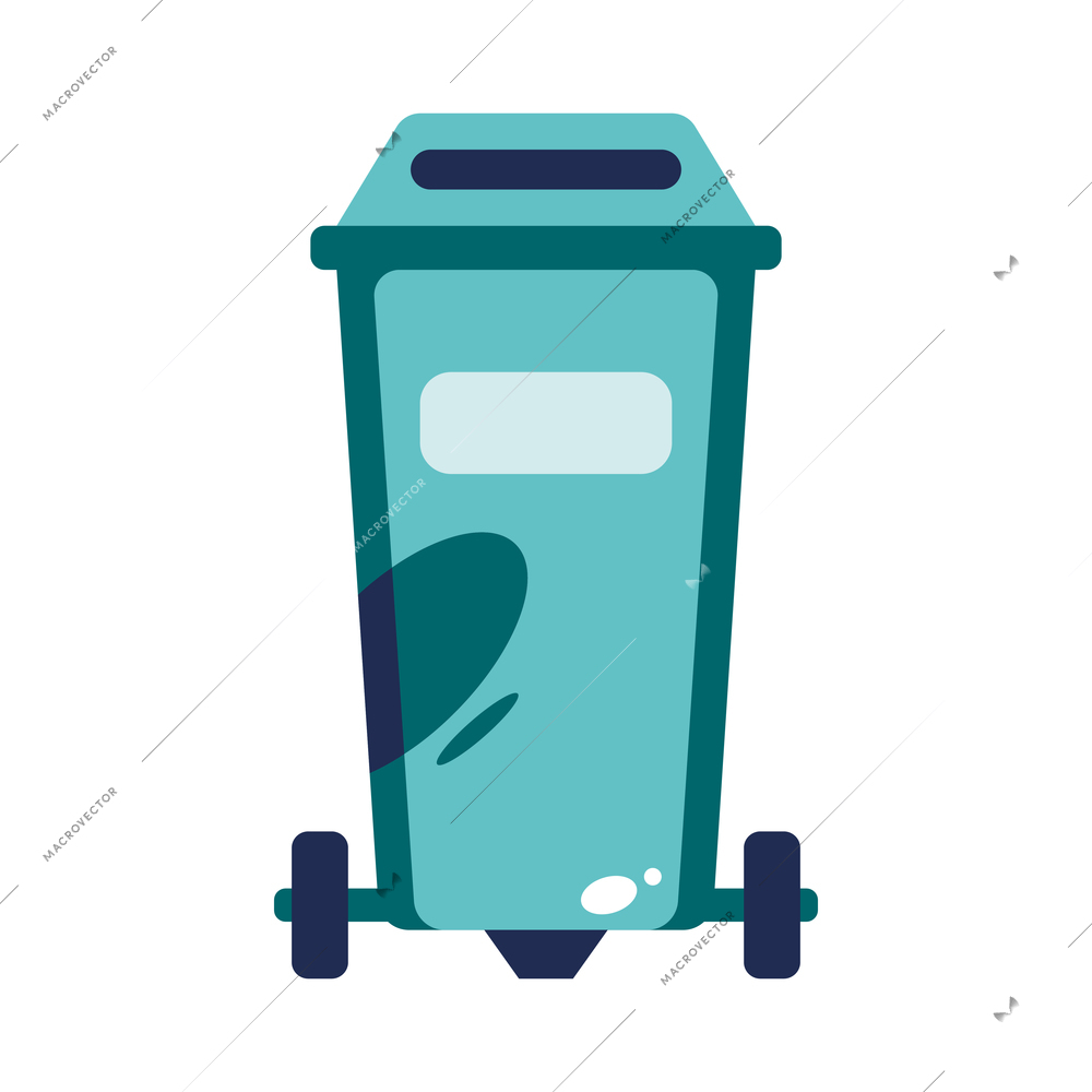 Wheeled metal container for garbage on white background flat vector illustration