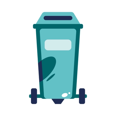Wheeled metal container for garbage on white background flat vector illustration
