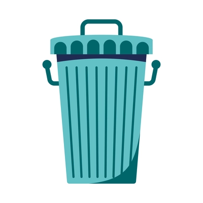 Flat metal rubbish bin on white background vector illustration