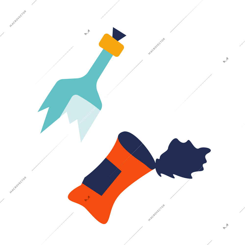 Garbage flat icon with broken glass bottle and can isolated vector illustration