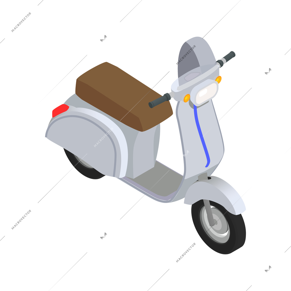 Isometric icon with scooter on white background 3d vector illustration