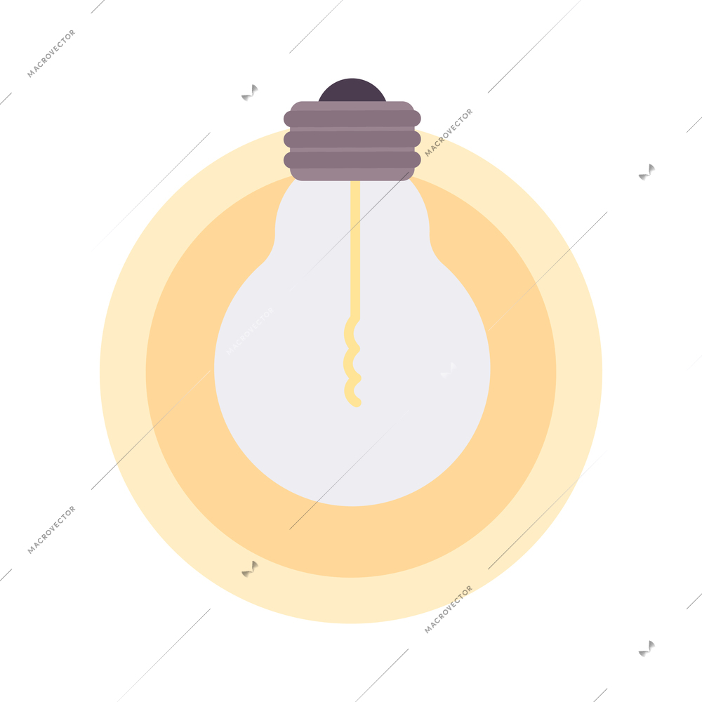 Hanging glowing light bulb flat vector illustration