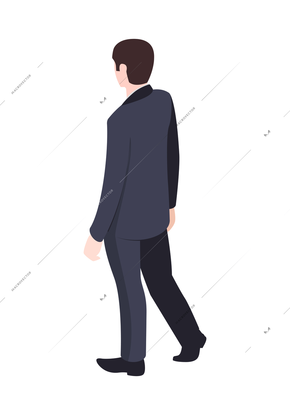 Isometric character of businessman back view on white background 3d vector illustration