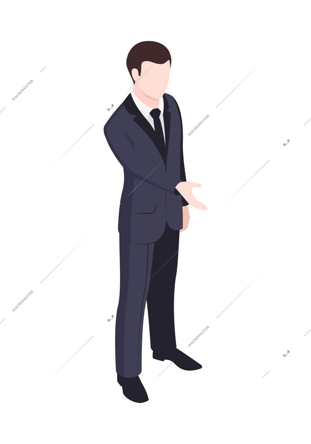 Isometric icon with businessman character on white background vector illustration