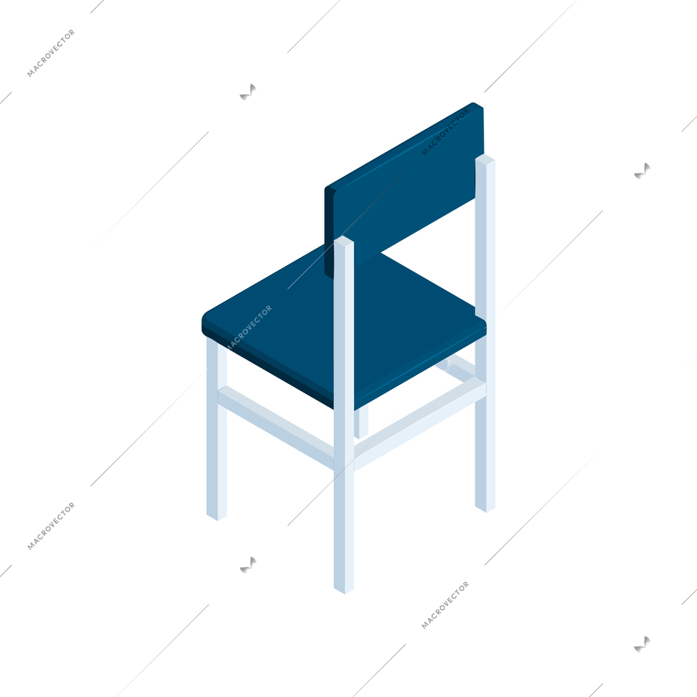 Kitchen chair back view isometric icon 3d vector illustration