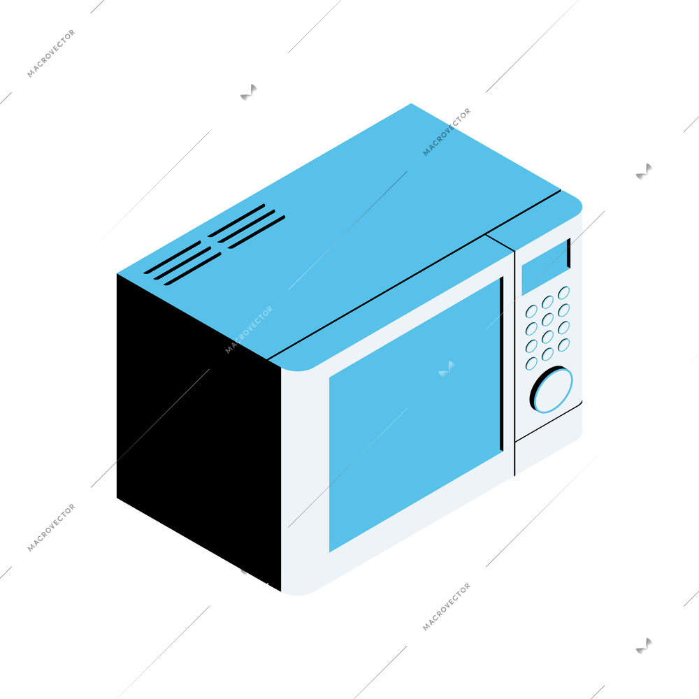 Isometric icon with microwave oven on white background vector illustration