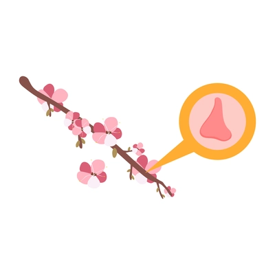 Allergen pollen isometric icon with blooming tree branch 3d vector illustration