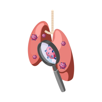 Infected lungs inspection isometric color icon 3d vector illustration