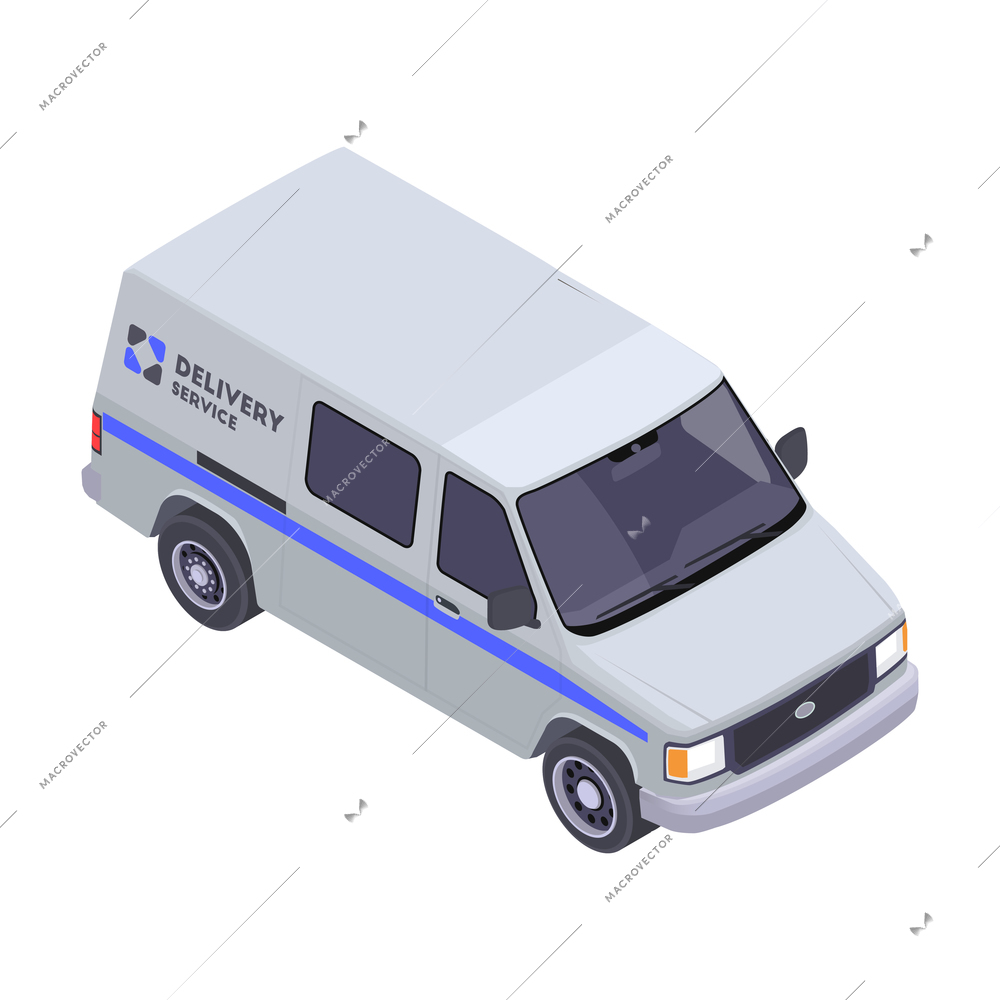 Delivery company van isometric icon on white background 3d vector illustration