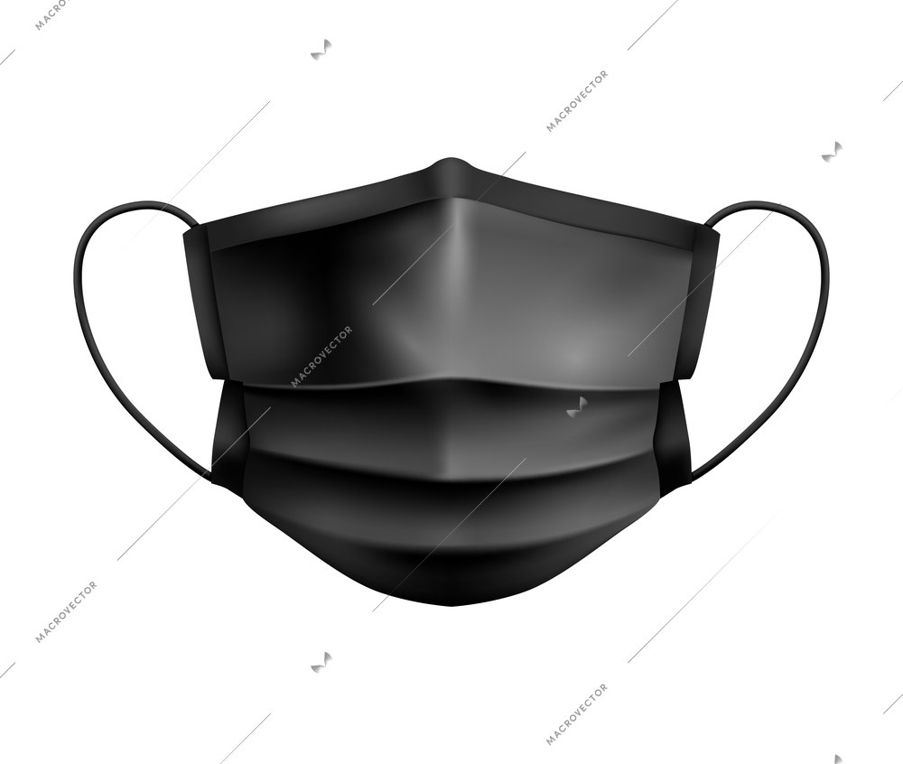 Protective medical face mask in black color realistic vector illustration