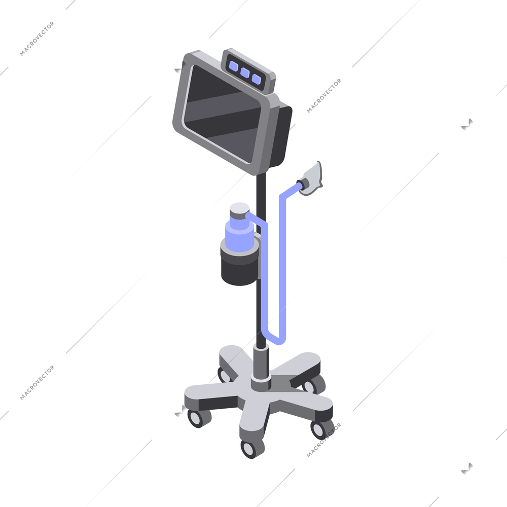 Isometric apparatus for artificial lungs ventilation 3d vector illustration