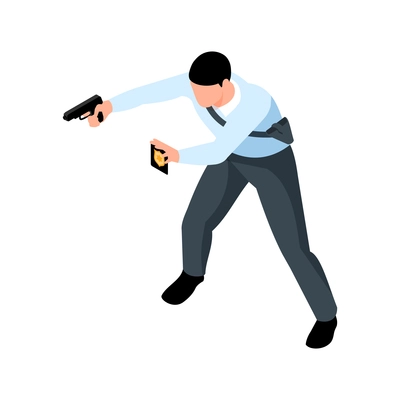 Isometric armed policeman on white background vector illustration