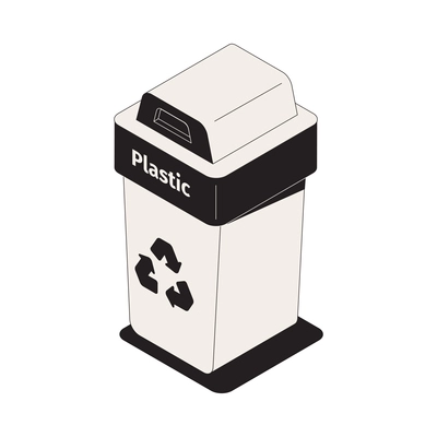 Garbage sorting recycling isometric icon with container for plastic waste 3d vector illustration