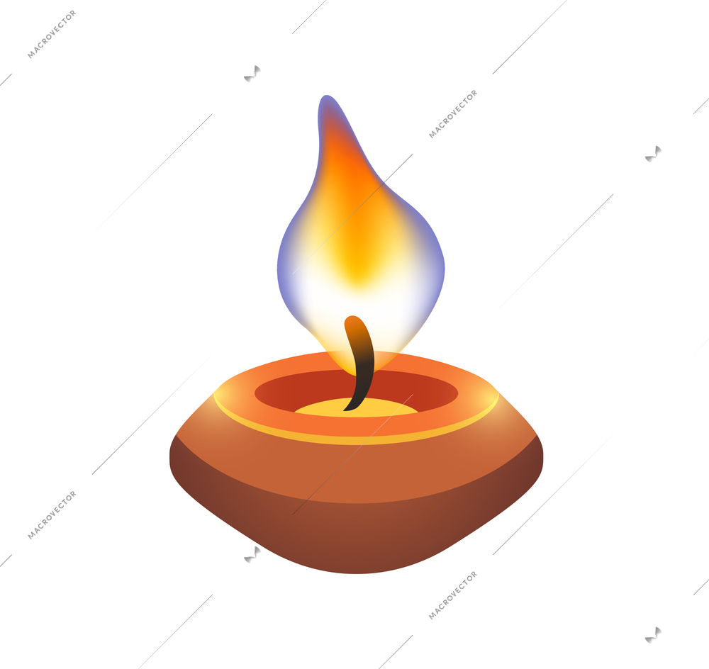 Cartoon burning diya candle vector illustration