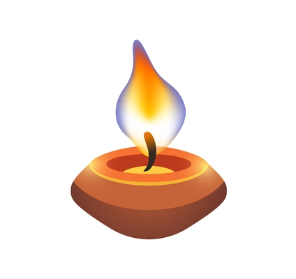 Cartoon burning diya candle vector illustration